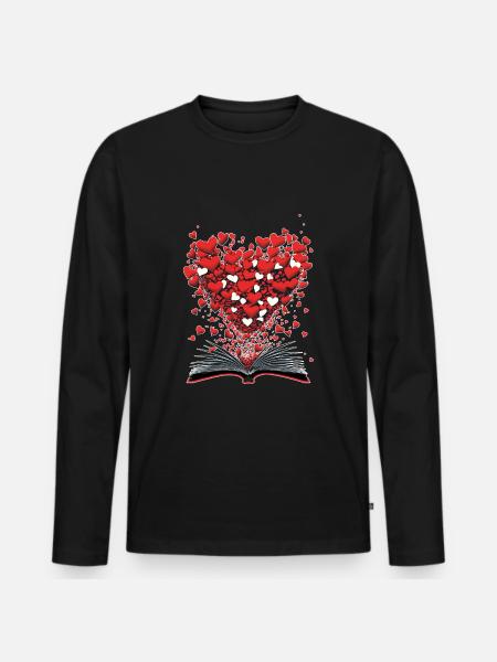 I Love Books - Men's Premium Organic Long Sleeve Shirt - black