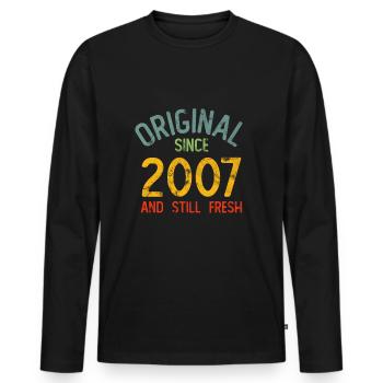 Millésime 2007 - T-shirt manches longues Premium bio Homme - noir - Devant - Nico (187cm)