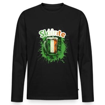 St Patricks Day Slainte - Men's Premium Organic Long Sleeve Shirt - black - Front - Nico (187cm)