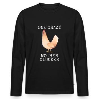 Poulet Un Crazy Mother Clucker - T-shirt manches longues Premium bio Homme - noir - Devant - Nico (187cm)