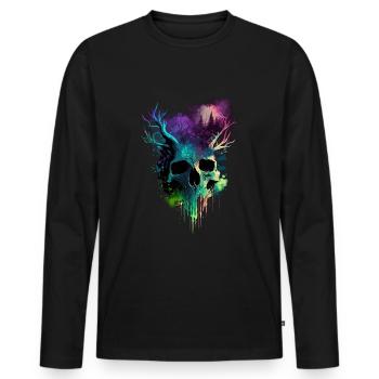 Skull With Horns Colorful - Men's Premium Organic Long Sleeve Shirt - black - Front - Nico (187cm)