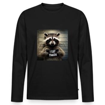 Arrested Raccoon Police Mugshot I Eat Trash - Men's Premium Organic Long Sleeve Shirt - black - Front - Nico (187cm)