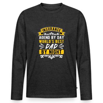 Père vendeur d’assurance - T-shirt manches longues Premium bio Homme - anthracite chiné - Devant - Nico (187cm)
