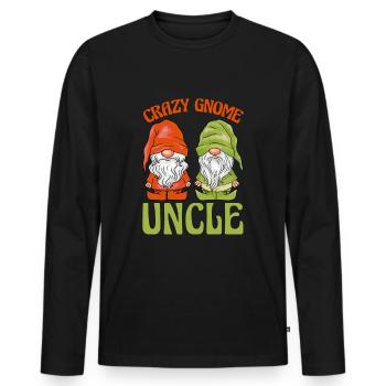 Gartenzwerg Onkel Gartenzwerge Crazy Gnome Uncle - Männer Premium Bio Langarmshirt - Schwarz - Vorne - Nico (187cm)