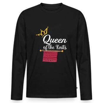 Knitting Queen Of The Knits - Men's Premium Organic Long Sleeve Shirt - black - Front - Nico (187cm)