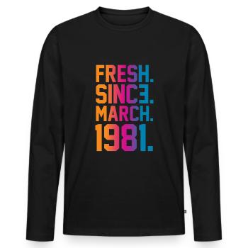 Vintage 1981 - Men's Premium Organic Long Sleeve Shirt - black - Front - Nico (187cm)