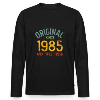 Vintage 1985 - Men's Premium Organic Long Sleeve Shirt - black - Front - Nico (187cm)