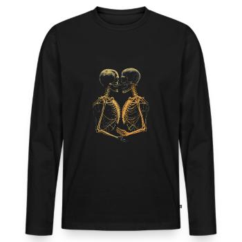 Skeleton Embrace Kiss - Men's Premium Organic Long Sleeve Shirt - black - Front - Nico (187cm)