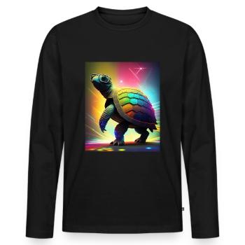 Turtle à la discothèque - T-shirt manches longues Premium bio Homme - noir - Devant - Nico (187cm)