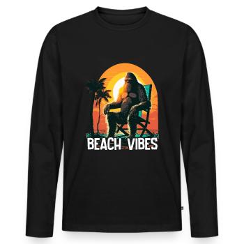 Urlaub Strand Vibes - Männer Premium Bio Langarmshirt - Schwarz - Vorne - Nico (187cm)