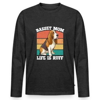 Basset Hound Basset Mom Life Is Ruff - Men's Premium Organic Long Sleeve Shirt - heather anthracite - Front - Nico (187cm)