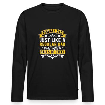 Père joueur de flipper - T-shirt manches longues Premium bio Homme - noir - Devant - Nico (187cm)