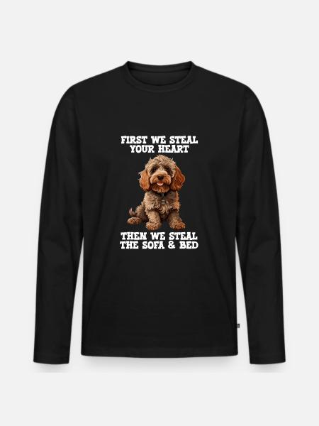 Cockapoo d’abord nous volons votre cœur - T-shirt manches longues Premium bio Homme - noir