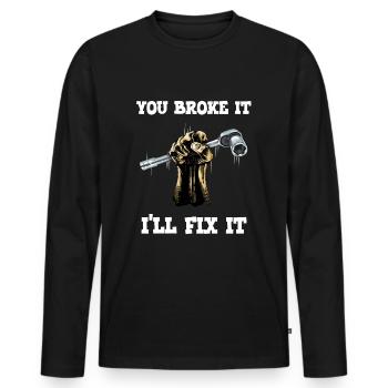 Mécanicien vous l’avez cassé mal le réparer - T-shirt manches longues Premium bio Homme - noir - Devant - Nico (187cm)