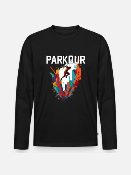 Parkour Urban Bunt - Männer Premium Bio Langarmshirt - Schwarz