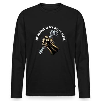 Mechanic My Garage Is My Happy Place - Men's Premium Organic Long Sleeve Shirt - black - Front - Nico (187cm)