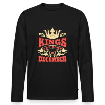 Les rois sont nés en décembre décembre - T-shirt manches longues Premium bio Homme - noir - Devant - Nico (187cm)