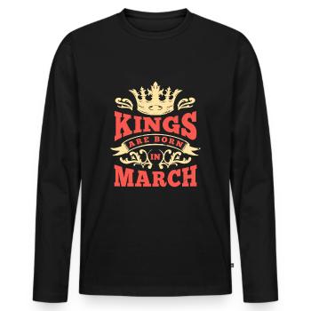 Les rois sont nés en mars März - T-shirt manches longues Premium bio Homme - noir - Devant - Nico (187cm)