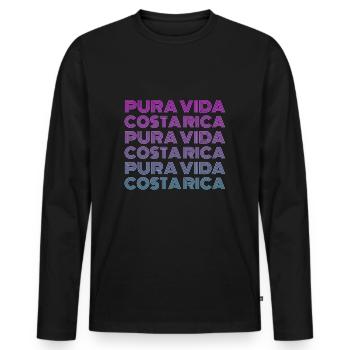 Pura Vida Costa Rica - T-shirt manches longues Premium bio Homme - noir - Devant - Nico (187cm)