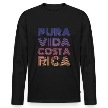 Costa Rica Pura Vida - T-shirt manches longues Premium bio Homme - noir - Devant - Nico (187cm)