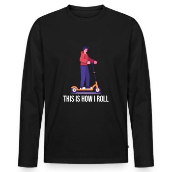 Rollerfahren So rolle ich - Männer Premium Bio Langarmshirt - Schwarz - Vorne - Nico (187cm)