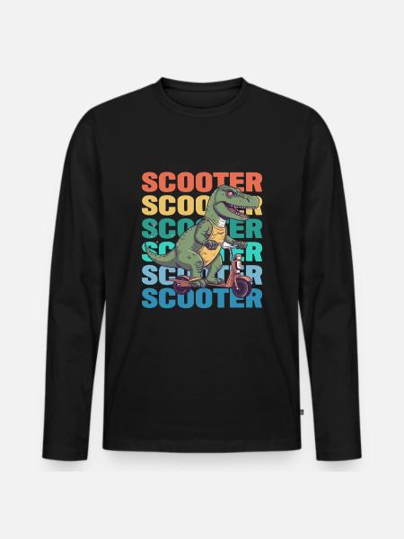 Scootering T Rex - Men's Premium Organic Long Sleeve Shirt - black
