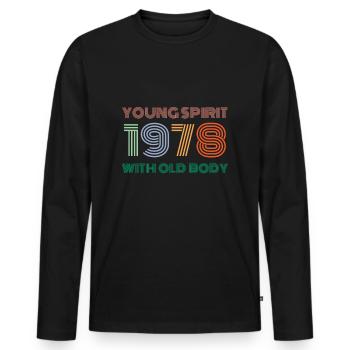 Millésime 1978 - T-shirt manches longues Premium bio Homme - noir - Devant - Nico (187cm)