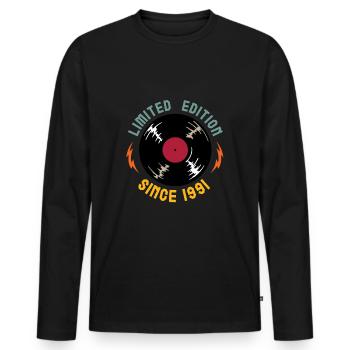 Millésime 1991 - T-shirt manches longues Premium bio Homme - noir - Devant - Nico (187cm)