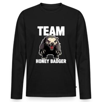 Team Honigdachs - Männer Premium Bio Langarmshirt - Schwarz - Vorne - Nico (187cm)