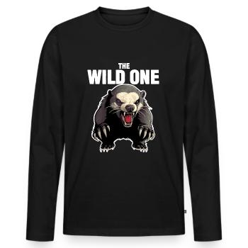 Honigdachs Der Wilde - Männer Premium Bio Langarmshirt - Schwarz - Vorne - Nico (187cm)