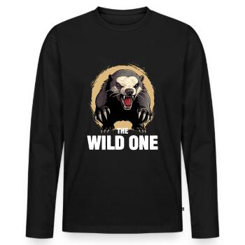 Honigdachs Der Wilde - Männer Premium Bio Langarmshirt - Schwarz - Vorne - Nico (187cm)