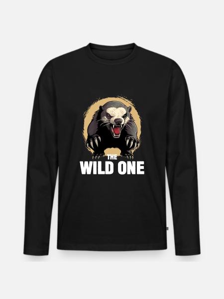 Honigdachs Der Wilde - Männer Premium Bio Langarmshirt - Schwarz