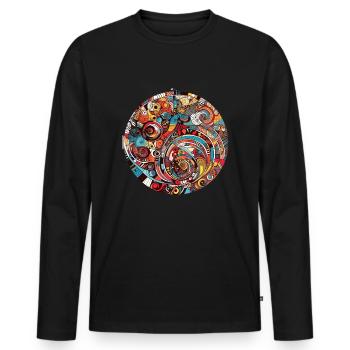 Retro Design - Men's Premium Organic Long Sleeve Shirt - black - Front - Nico (187cm)
