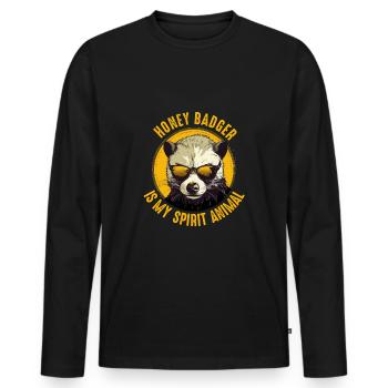 Honigdachs ist mein Krafttier - Männer Premium Bio Langarmshirt - Schwarz - Vorne - Nico (187cm)