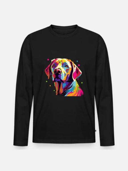 Labrador Hund Bunt - Männer Premium Bio Langarmshirt - Schwarz
