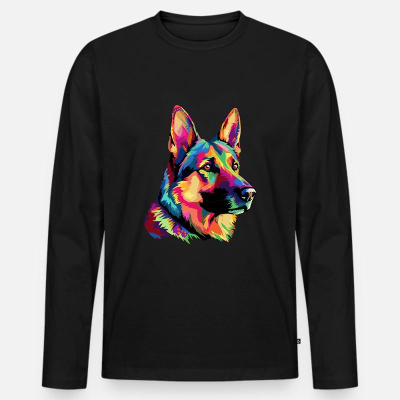 Deutscher Schäferhund Bunt - Männer Premium Bio Langarmshirt - Schwarz