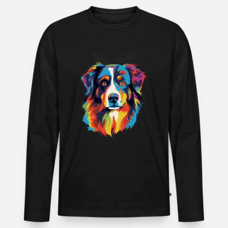 Australian Shepherd Hund Bunt - Männer Premium Bio Langarmshirt - Schwarz