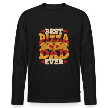 Pizza Chef Pizzaiolo Best Pizza Dad Ever - Men's Premium Organic Long Sleeve Shirt - black - Front - Nico (187cm)