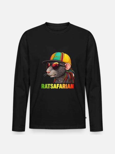 Cool Rasta Rat farverig - Premium økologisk langærmet T-shirt til mænd - sort