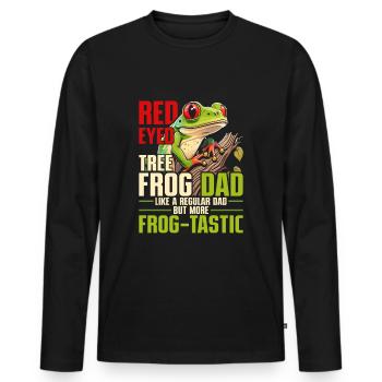Rainette aux yeux rouges Papa tastique de grenouille - T-shirt manches longues Premium bio Homme - noir - Devant - Nico (187cm)