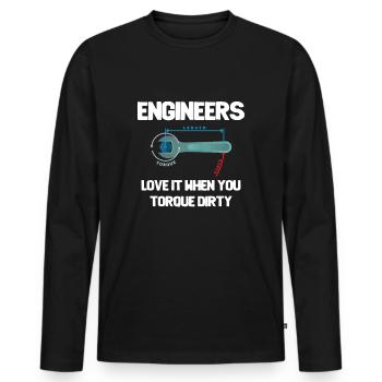 Ingenieure lieben es, wenn Sie schmutzig anziehen - Männer Premium Bio Langarmshirt - Schwarz - Vorne - Nico (187cm)