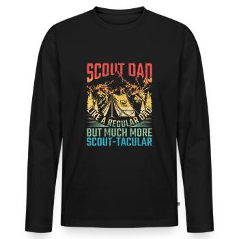 Chef scout Père scout - T-shirt manches longues Premium bio Homme - noir - Devant - Nico (187cm)