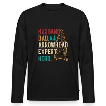 Pfeilspitzen Speerspitze Arrowhead Hunter Vater - Männer Premium Bio Langarmshirt - Schwarz - Vorne - Nico (187cm)