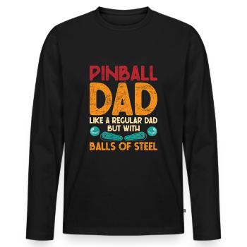 Pinball Dad Pinball Player - Men's Premium Organic Long Sleeve Shirt - black - Front - Nico (187cm)