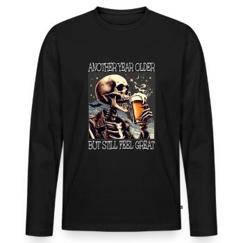 Birthday Beer Drinking Skeleton - Men's Premium Organic Long Sleeve Shirt - black - Front - Nico (187cm)
