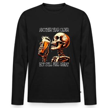 Birthday Beer Drinking Skeleton - Men's Premium Organic Long Sleeve Shirt - black - Front - Nico (187cm)