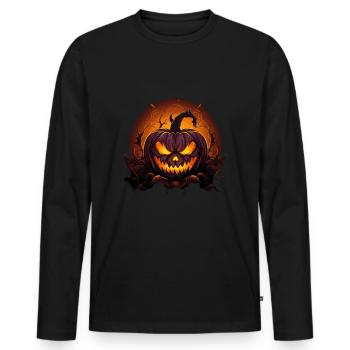 Halloween Spooky Jack O Lantern - Men's Premium Organic Long Sleeve Shirt - black - Front - Nico (187cm)