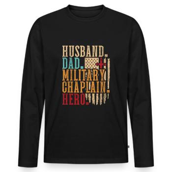 Kaplan Kleriker Bundeswehrpfarrer Vater - Männer Premium Bio Langarmshirt - Schwarz - Vorne - Nico (187cm)