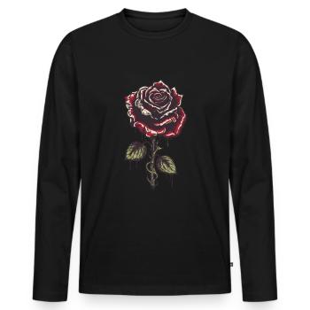 Rote Rose Ästhetik Vintage Grafik Grunge Geschenk - Männer Premium Bio Langarmshirt - Schwarz - Vorne - Nico (187cm)