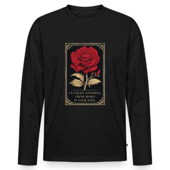 Kultiviere Freundlichkeit Rose Vintage Grafik - Männer Premium Bio Langarmshirt - Schwarz - Vorne - Nico (187cm)